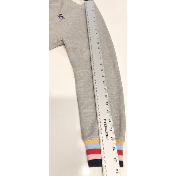 NWOT SOLD OUT NYC Sweatshirt S Limited-Edition Grey Rainbow-Stripe-Cuff&Hem Logo - Picture 10 of 10